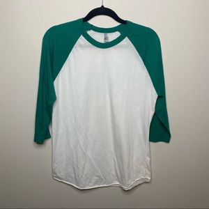 American Apparel Turquoise Raglan Shirt